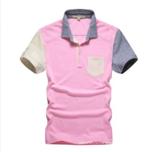 Изготовленные на заказ розовые однотонные рубашки поло оптом, рубашка поло с карманом